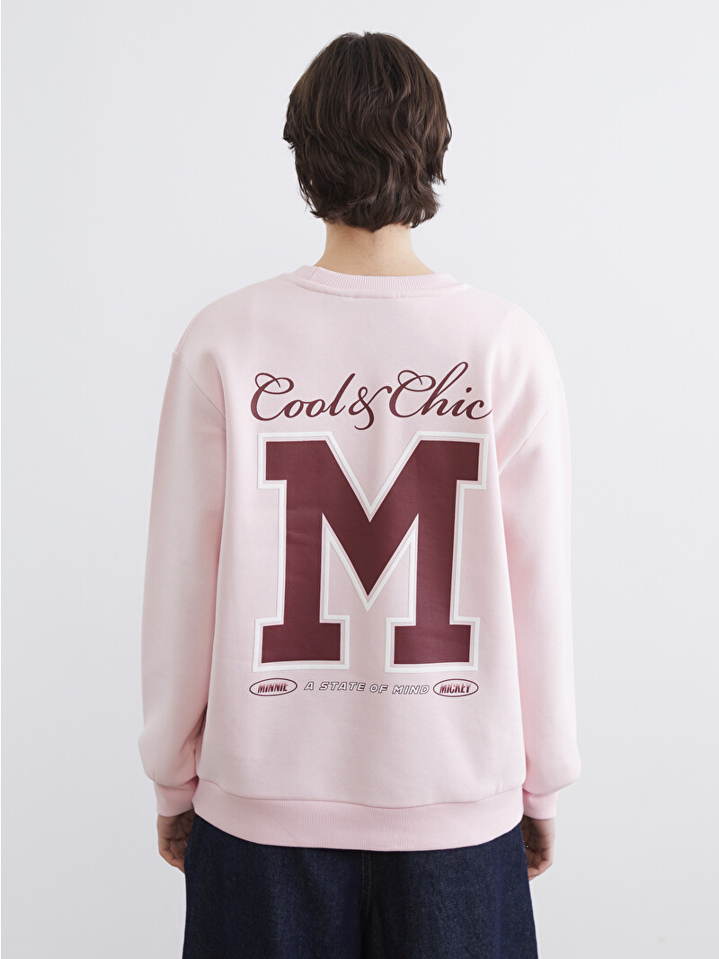 XSIDE Pembe Mickey Mouse Baskılı Kadın Kalın Sweatshirt - S6KM55Z8