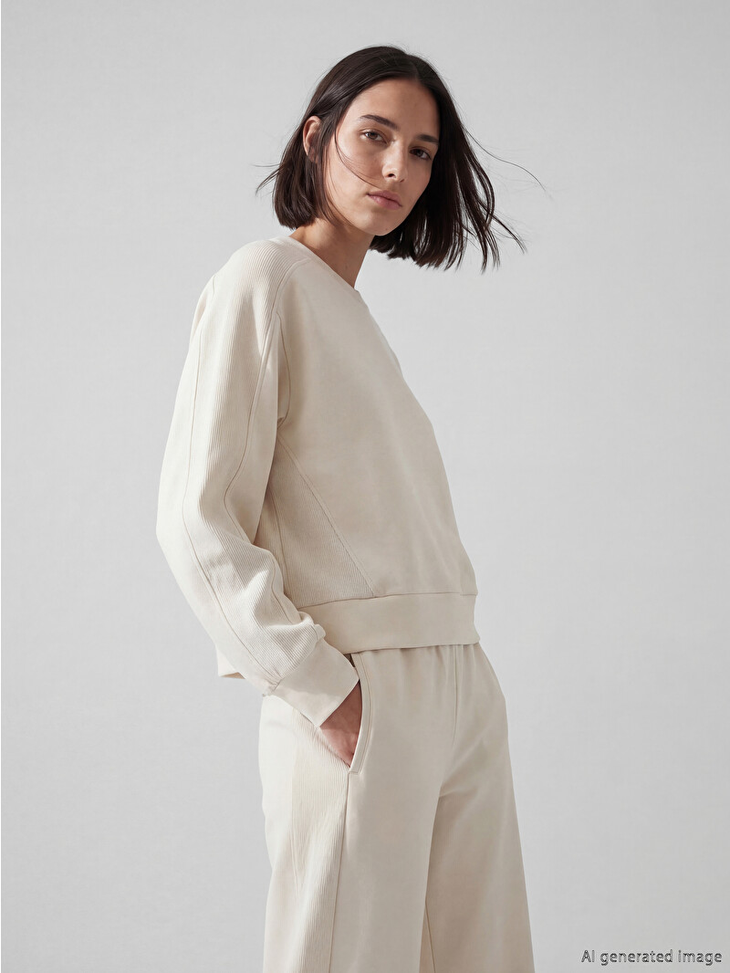 LCW Vision Gri Bisiklet Yaka Oversize Kadın Sweatshirt - S6L584Z8