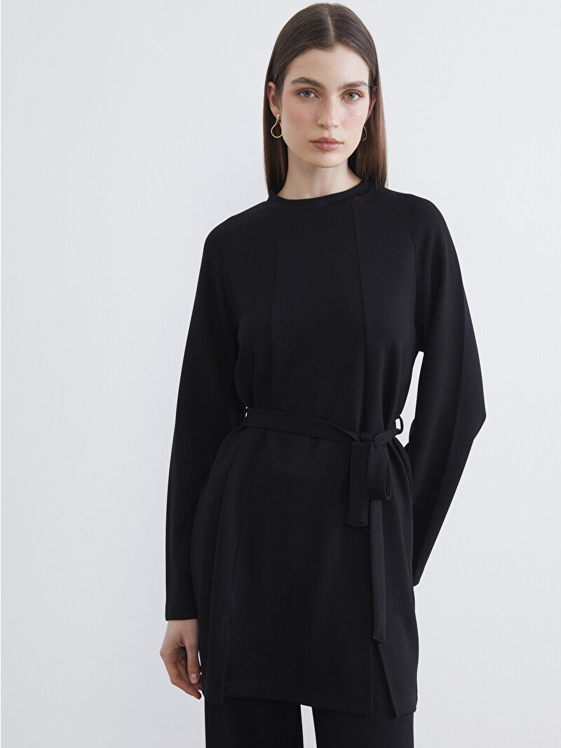 LCW Modest Siyah Bisiklet Yaka Kadın Sweatshirt Tunik - S6L699Z8