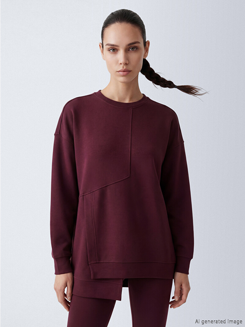 KOOR SPORT Mürdüm Soft Touch Oversize Kadın Sweatshirt - S6LH73Z8