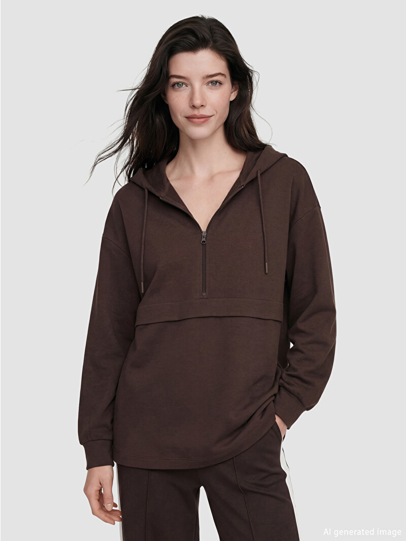 LCW Comfort Kapüşonlu Soft Touch Kadın Sweatshirt - S6MC78Z8-HMK | LCW