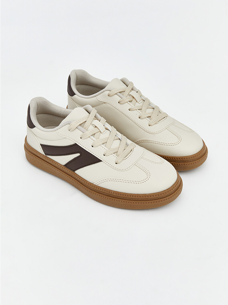 LCW STEPS Bej Suni Deri Görünümlü Kauçuk Tabanlı Kadın Sneaker