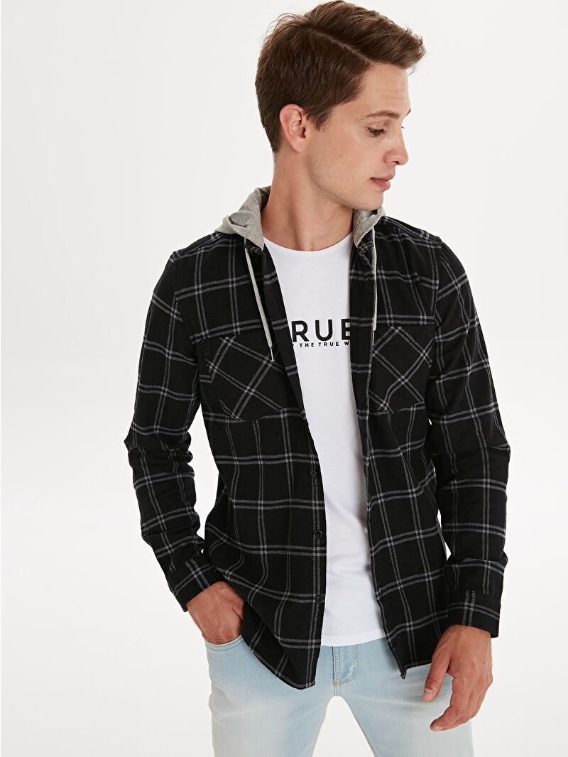 XSIDE Man BLACK Flannel Shirt -9W6175Z8-LKX - LC Waikiki