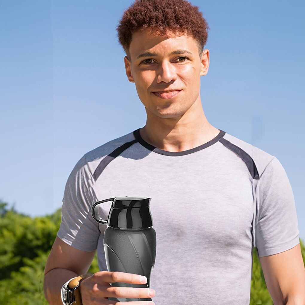 SİYAH Waterfresh Sızdırmaz Hafif Matara Su Şişesi Suluk Sporcu Matarası