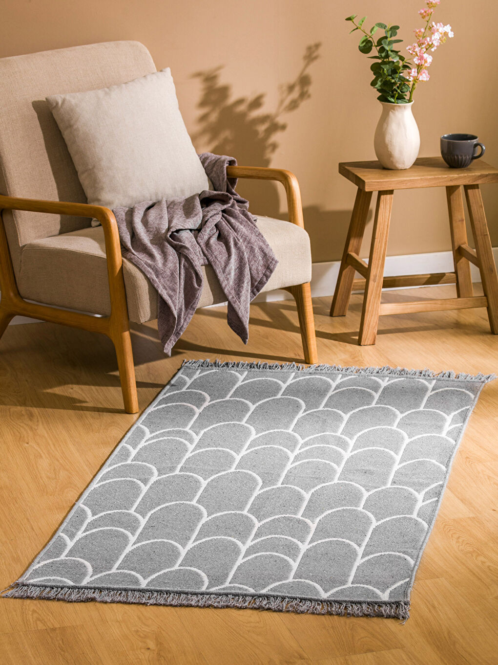 Patterned Fringed Rug 80x140 Cm -S5HC63Z8-LRW - S5HC63Z8-LRW - LC Waikiki