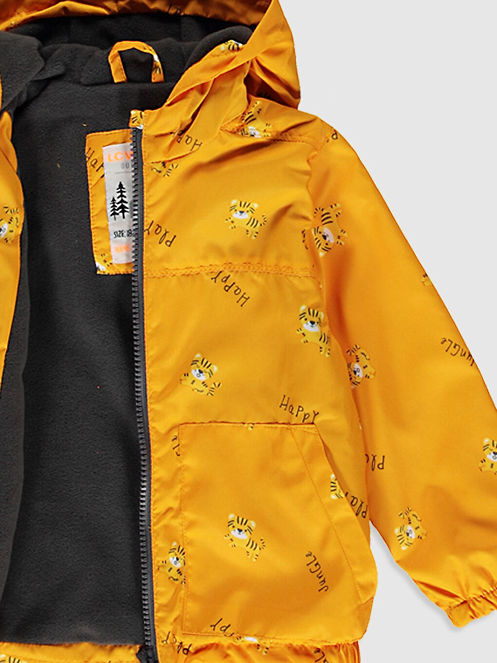 Hooded Long Sleeve Printed Baby Boy Raincoat 0W0254Z1LUG 0W0254Z1