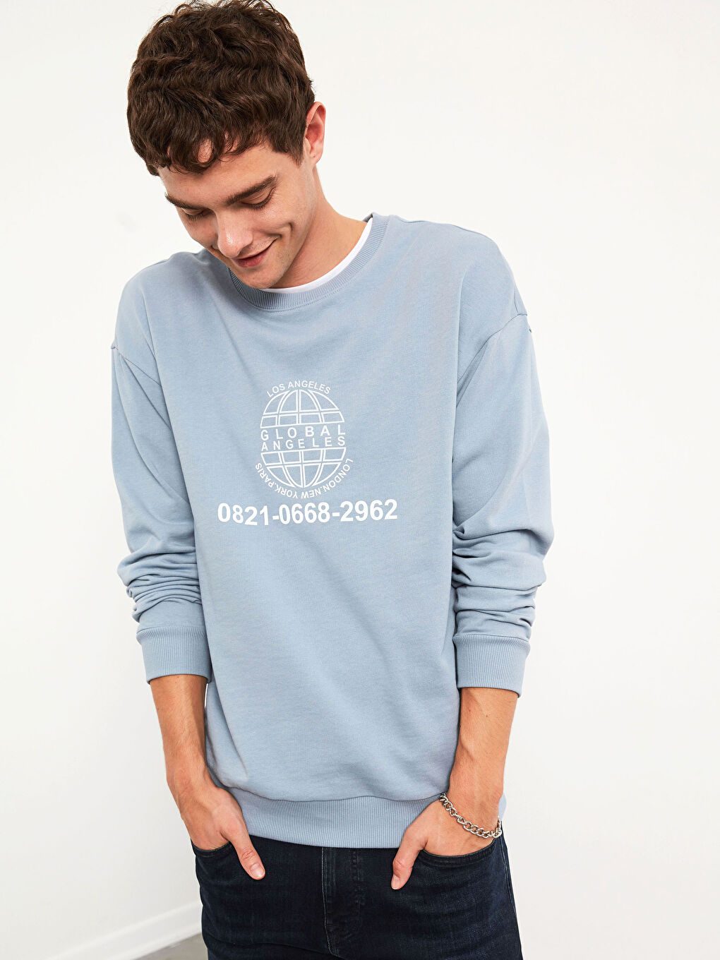 Printed Oversize Sweatshirt 0WDY48Z8 QV2 0WDY48Z8 QV2 LC Waikiki