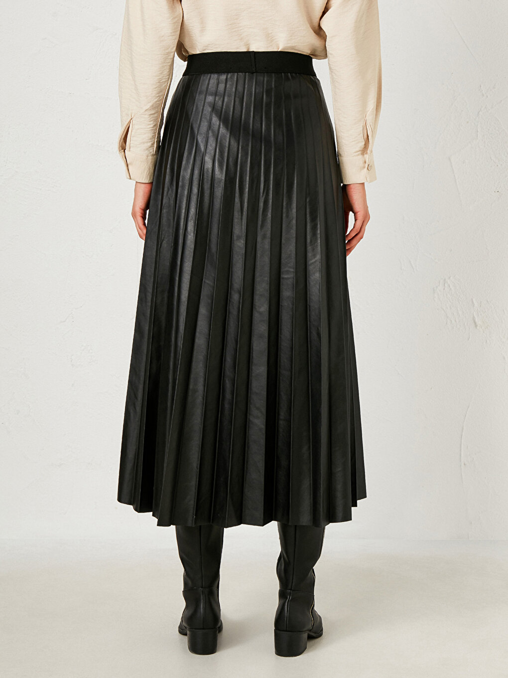 Faux Leather Pleated Maxi Skirt Sale