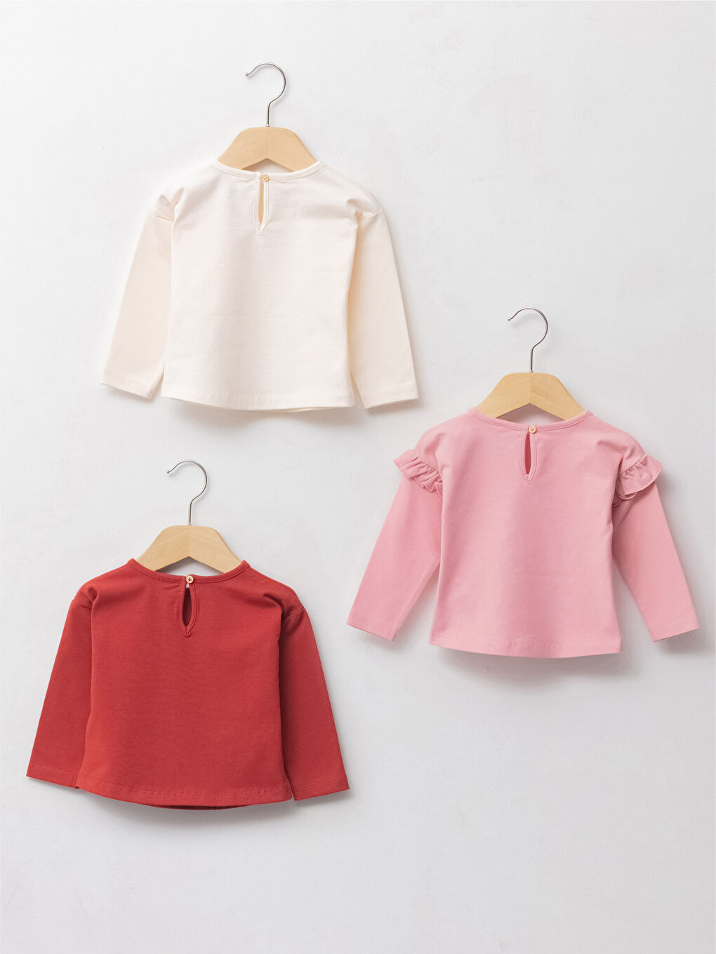 Crew Neck Long Sleeve Cotton Baby Girl TShirt 3Pack W1AI86Z1MAP