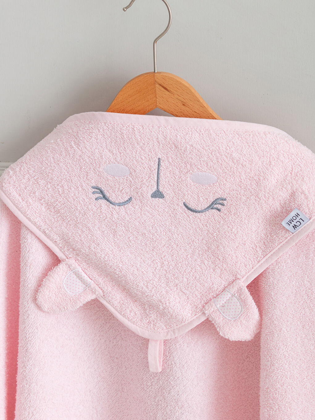 Embroidery Detailed Curl Baby Girl Swaddle Towel 75x75 Cm W1BD54Z1FTG