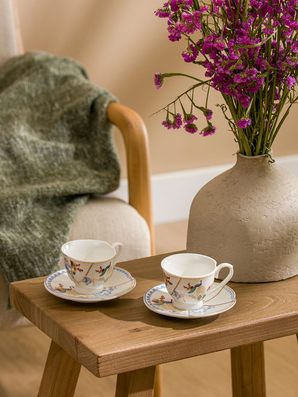 Printed Porcelain Coffee Cup Set for 2 Person 90 Ml Printed Porcelain Coffee Cup Set for 2 Person 90 Ml