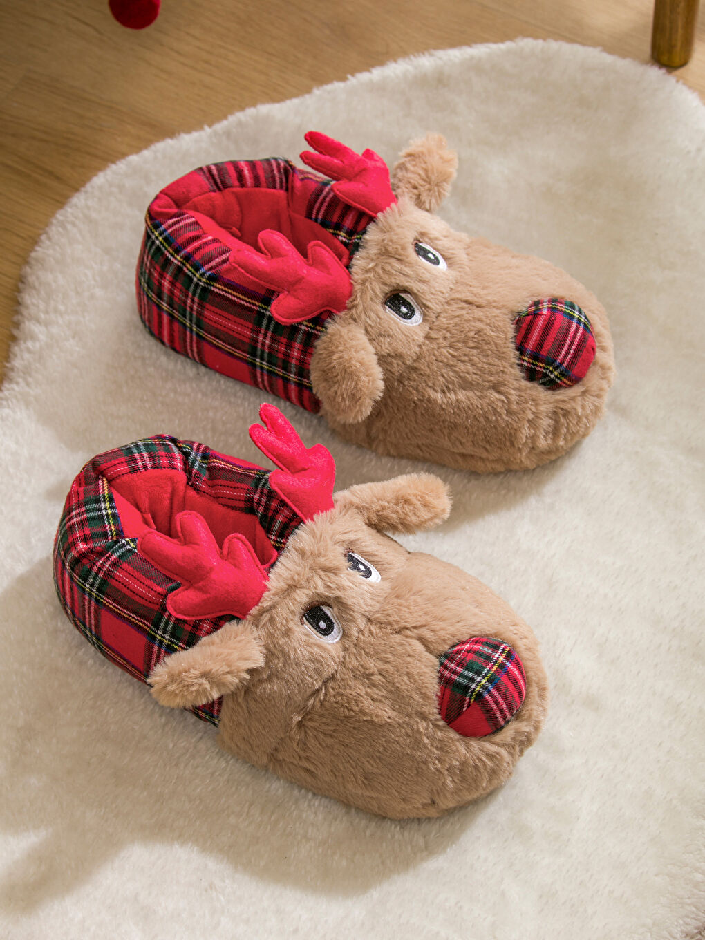 Deer Figured Plush Women's Home Slippers -W4CF87Z8-VVU