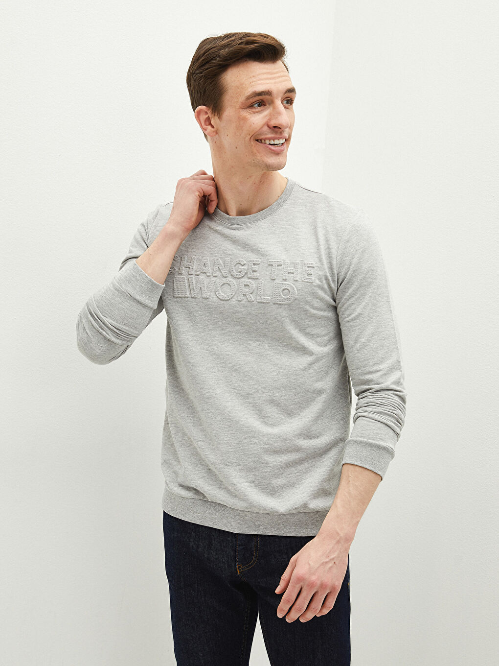 Crew Neck Printed Thin Sweatshirt S12001Z8 DKY S12001Z8 DKY LC Waikiki