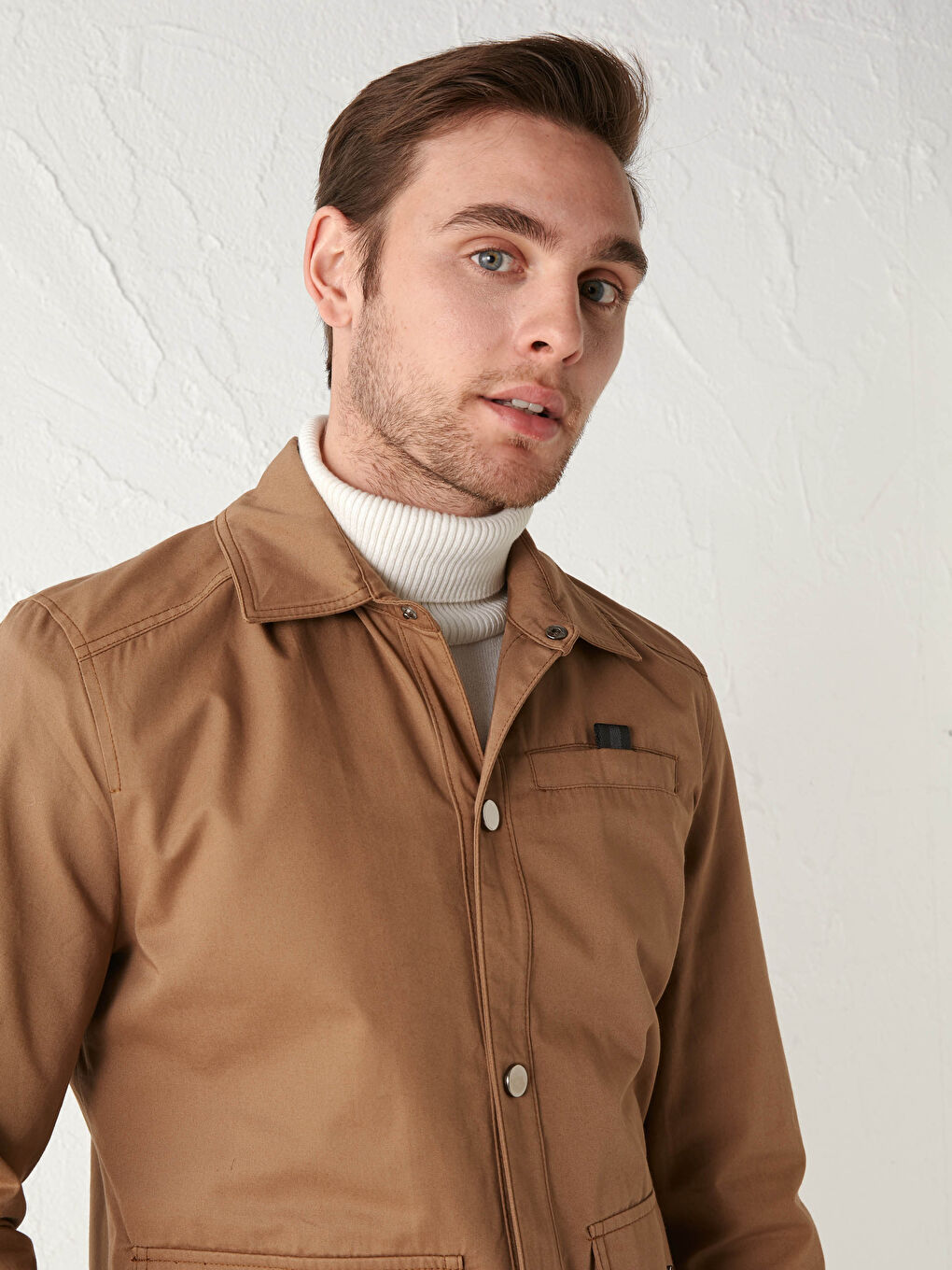 Standard Pattern Shirt Collar Slim Men's Coat -S14963Z8-JQE