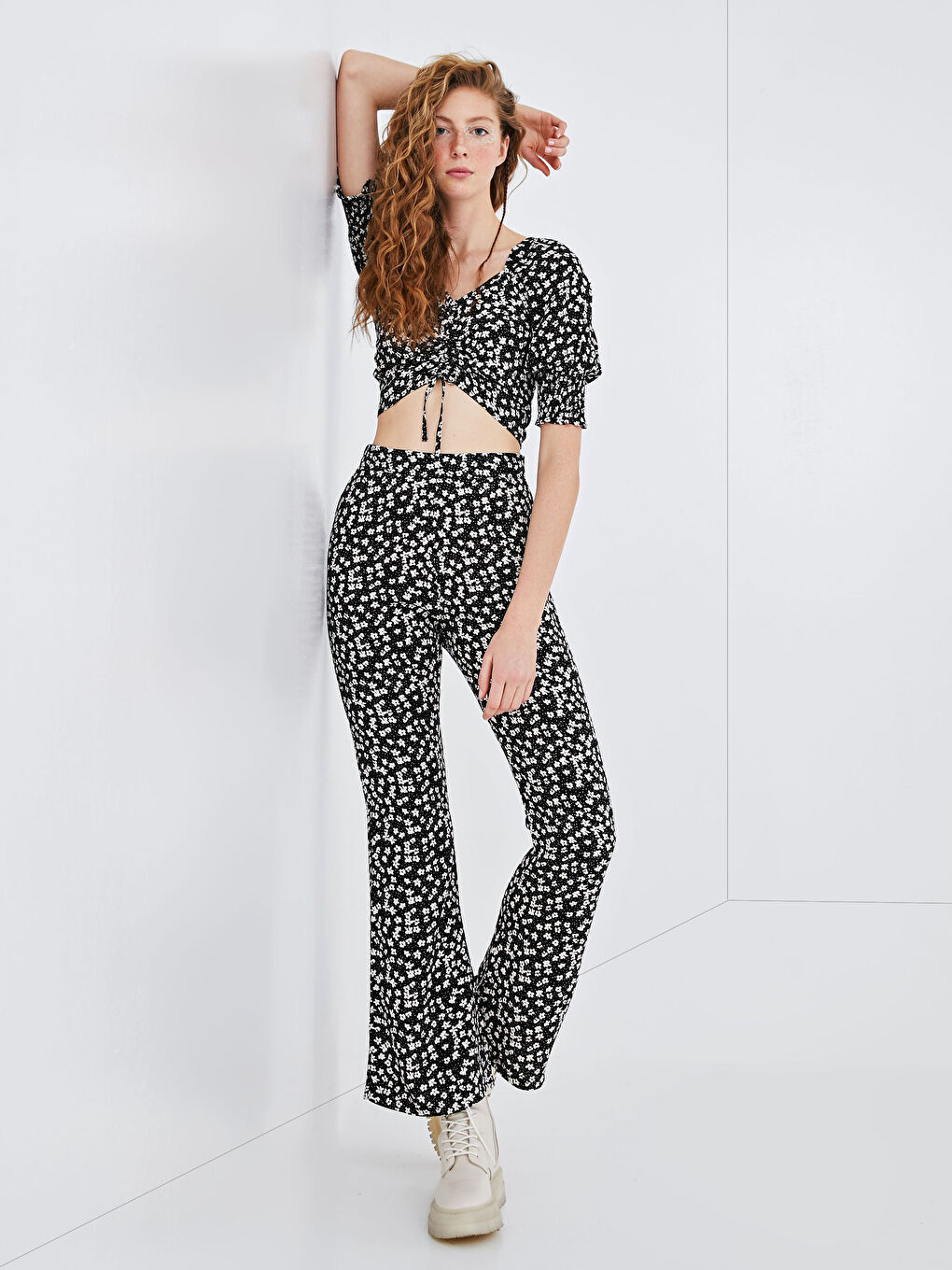 Printed viscose trousers