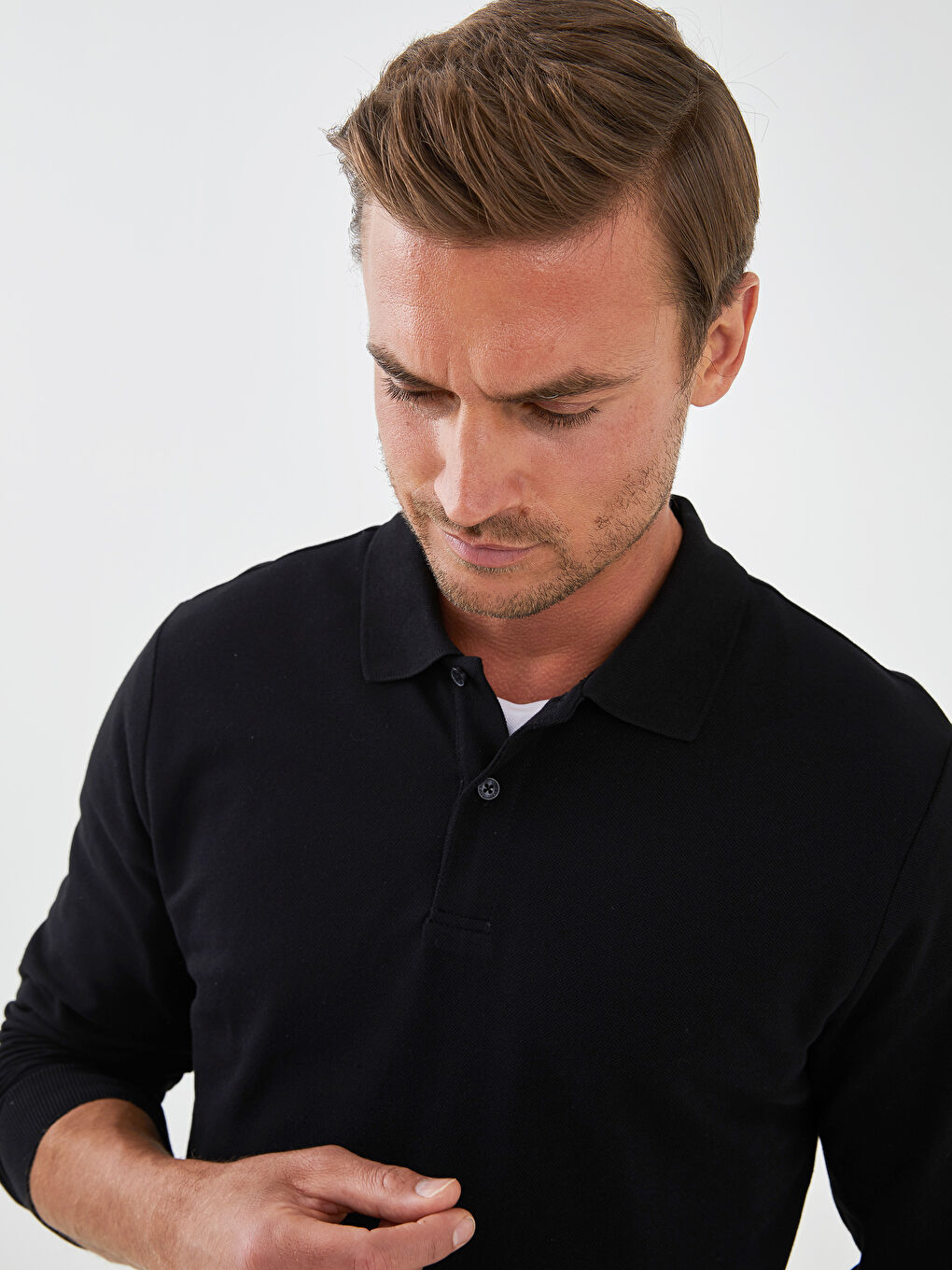 Polo Neck Long Sleeve Pike Men's T-shirt -W11449Z8-CVL