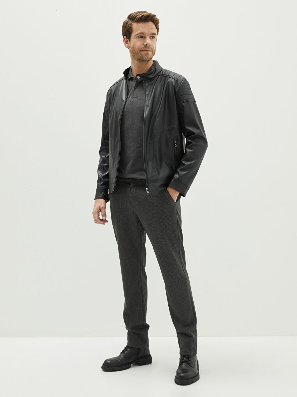 Slim Fit Textured Men's Trousers -W11693Z8-DYC - W11693Z8-DYC - LC Waikiki
