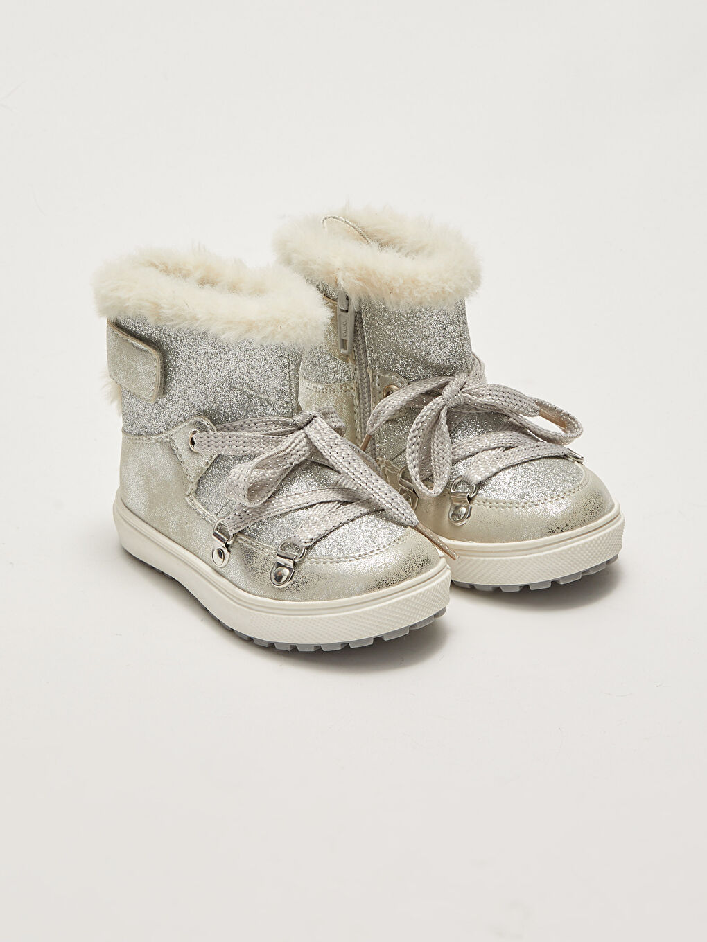 Fur Lined Zipper and Lace Up Baby Girl Boots W15886Z1 G8Z W15886Z1 G8Z LC Waikiki
