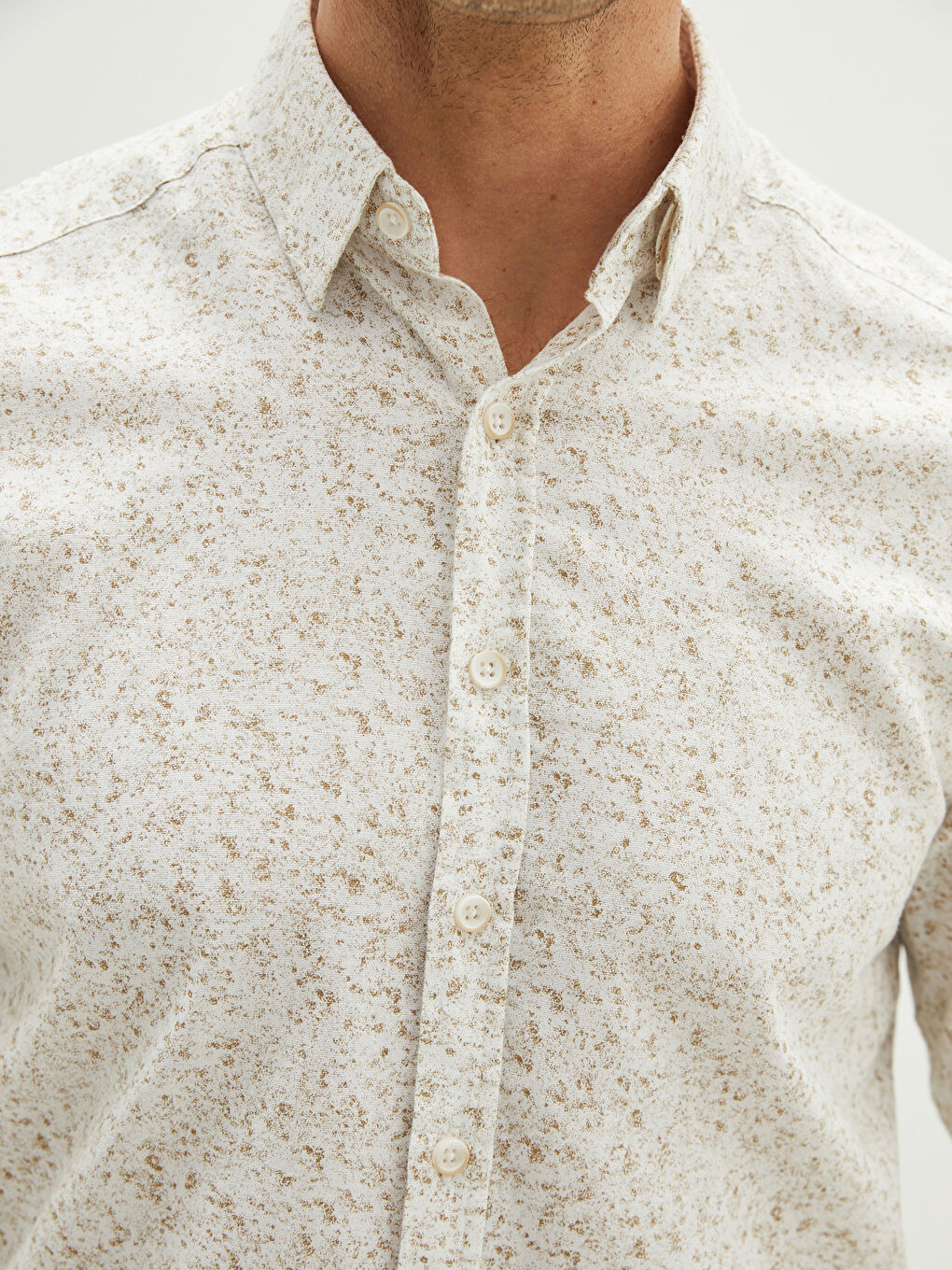 Slim Fit Long Sleeve Patterned Oxford Men's Shirt -W18086Z8