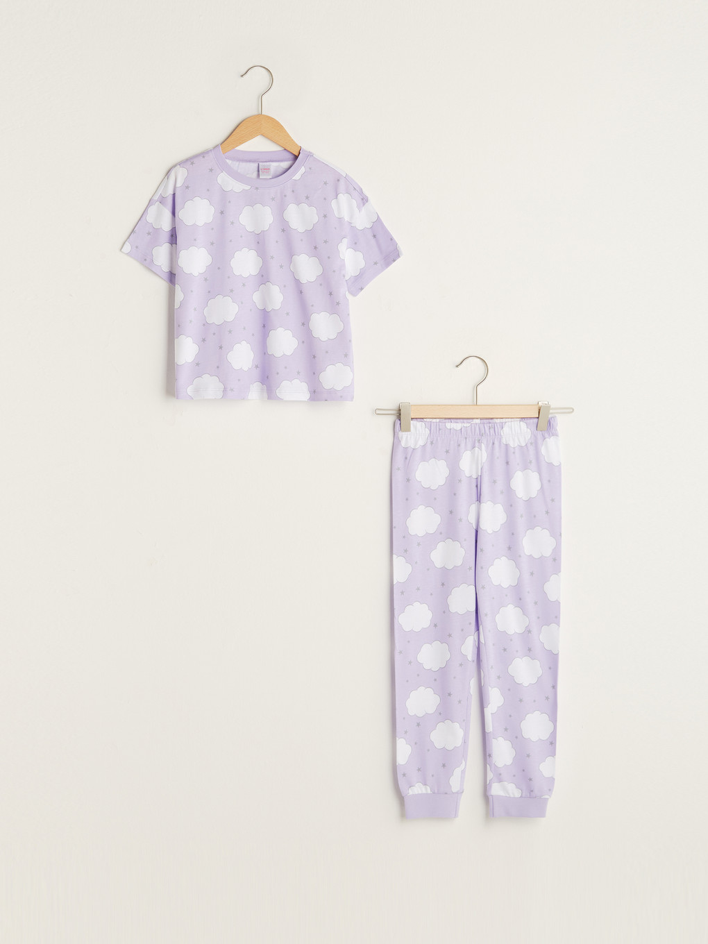 Pyjama 2 Pièces Pour Femmes Et Enfants - Manches Longues Et Pantalon, Col Rond, En Polyester Et Soie Laitière