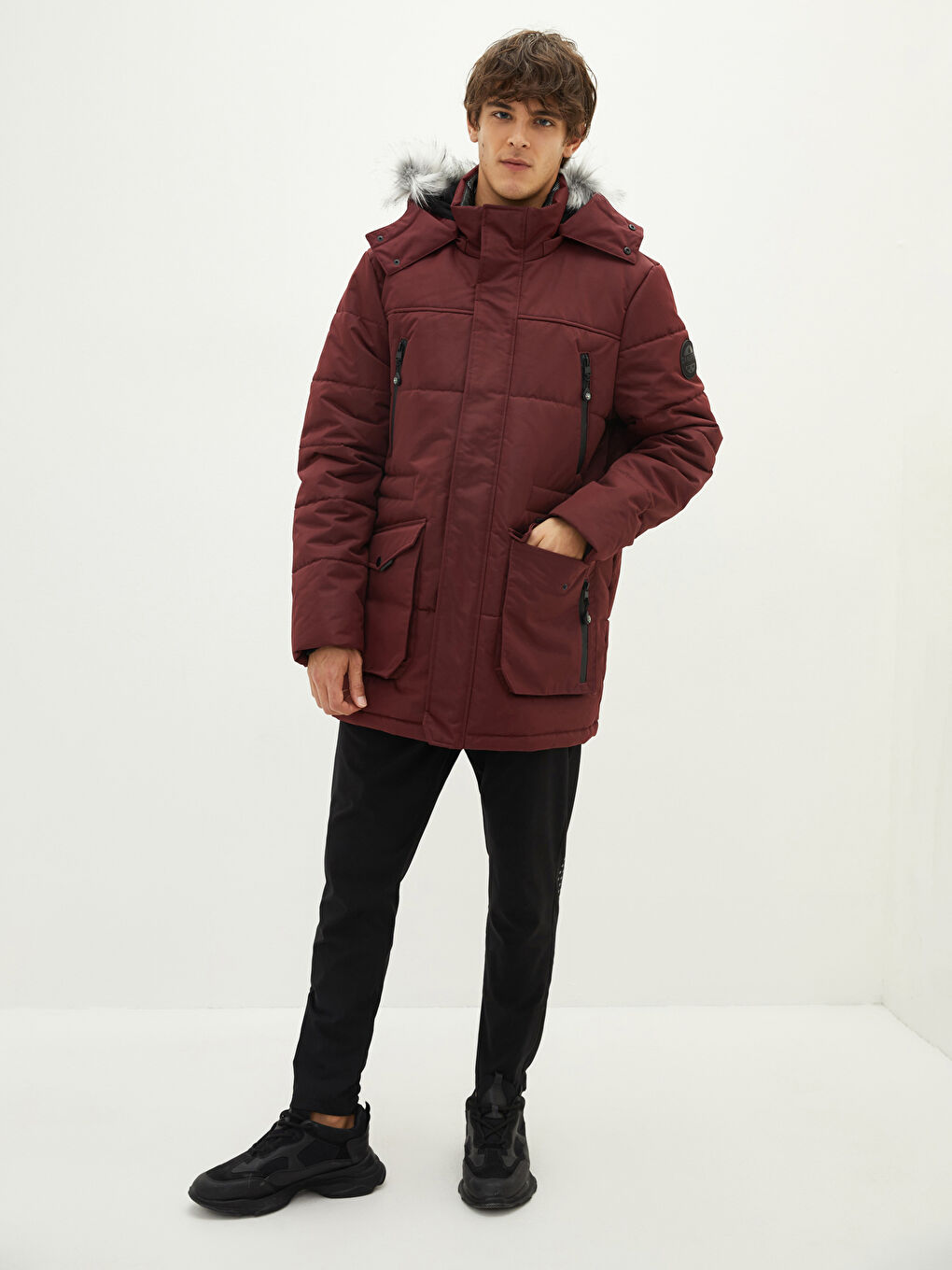 Thick Men's Parka with Hooded Standard Pattern Fur -W18624Z8 Thick Men's Parka with Hooded Standard Pattern Fur -W18624Z8