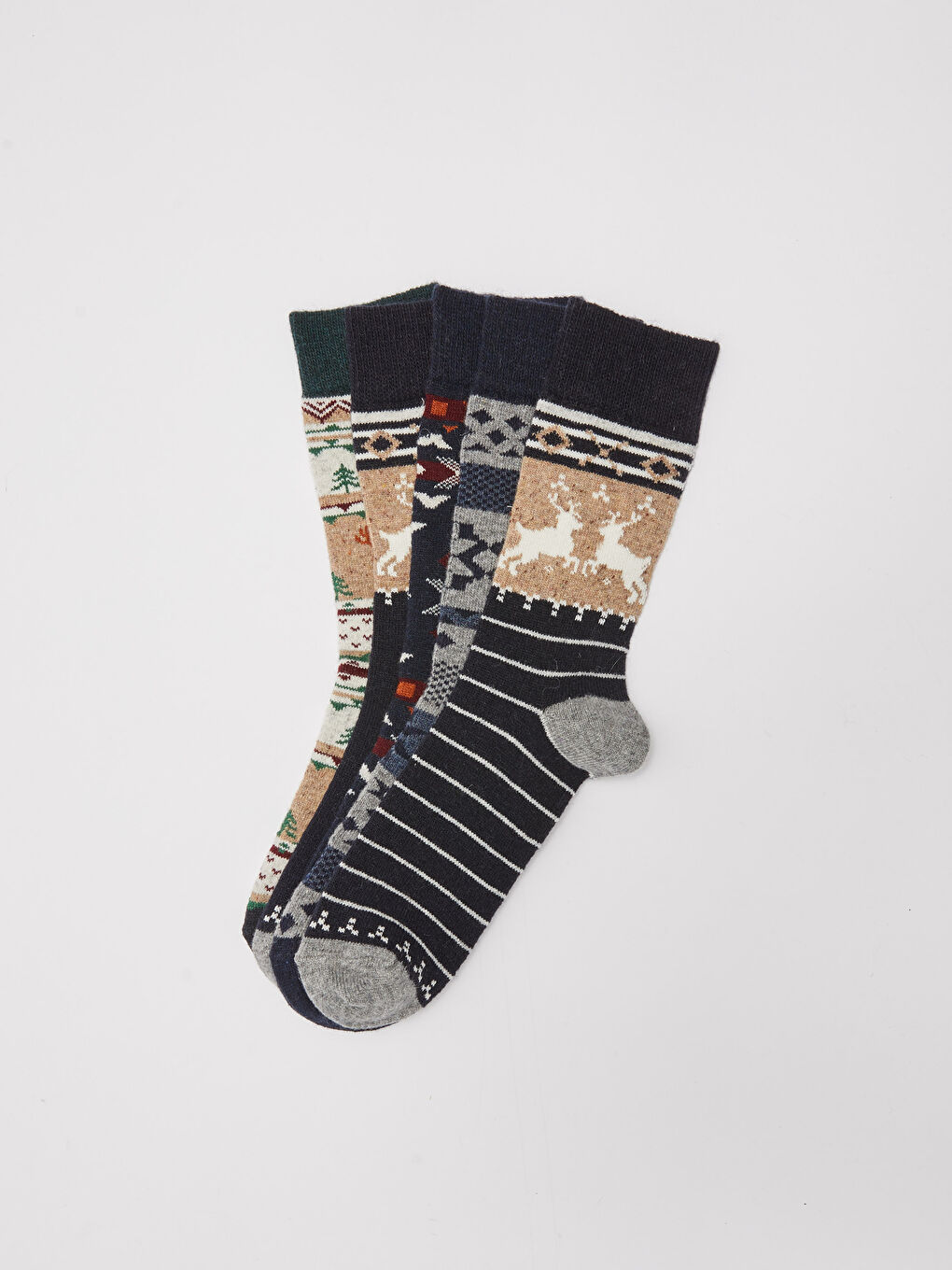 Patterned Thick Men's Socks 5 Pack -W1EL03Z8-K00 - W1EL03Z8