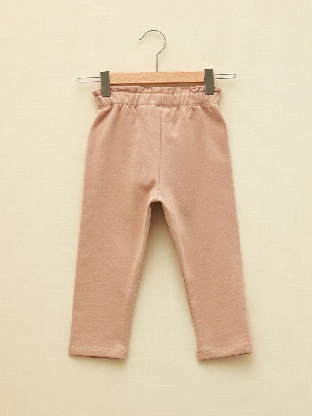 Basic Organic Cotton Baby Girl Trousers With Elastic Waist W1G339Z1