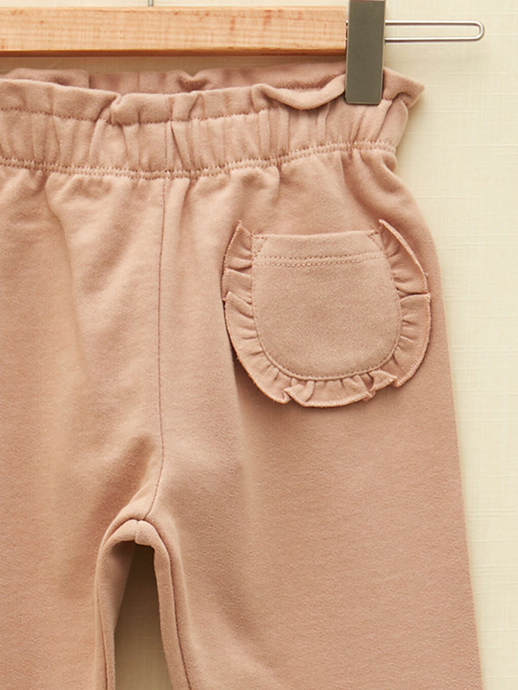 Basic Organic Cotton Baby Girl Trousers With Elastic Waist W1G339Z1