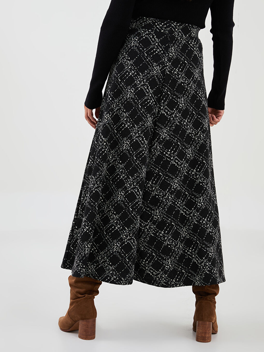 Elastic Waist Plaid Ponte Fabric Women's Flared Skirt W1J957Z8MHS W1J957Z8MHS LC Waikiki