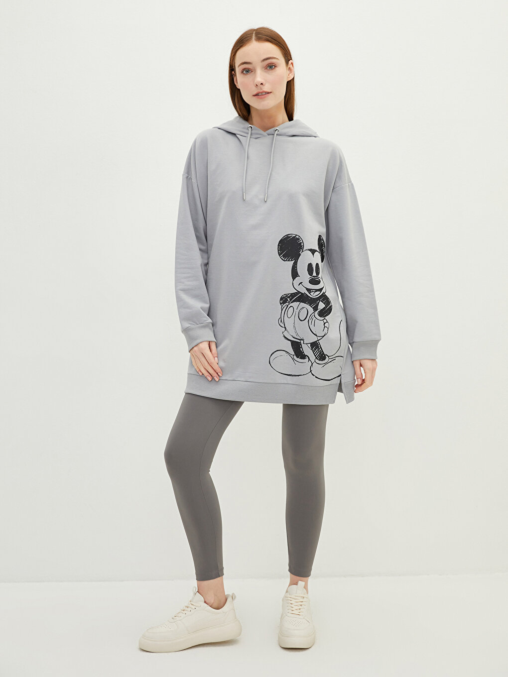Cotton Leggings Grey Color Printed Leggings With Mickey Mouse
