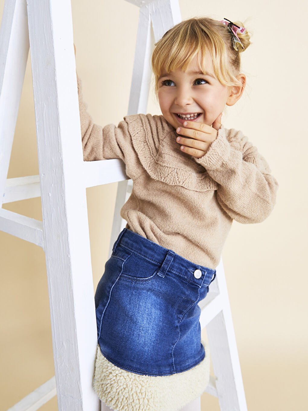 Elastic Waist Basic Baby Girl Jean Skirt and Pantyhose Set of 2 W1KL50Z1 507 W1KL50Z1 507 LC Waikiki