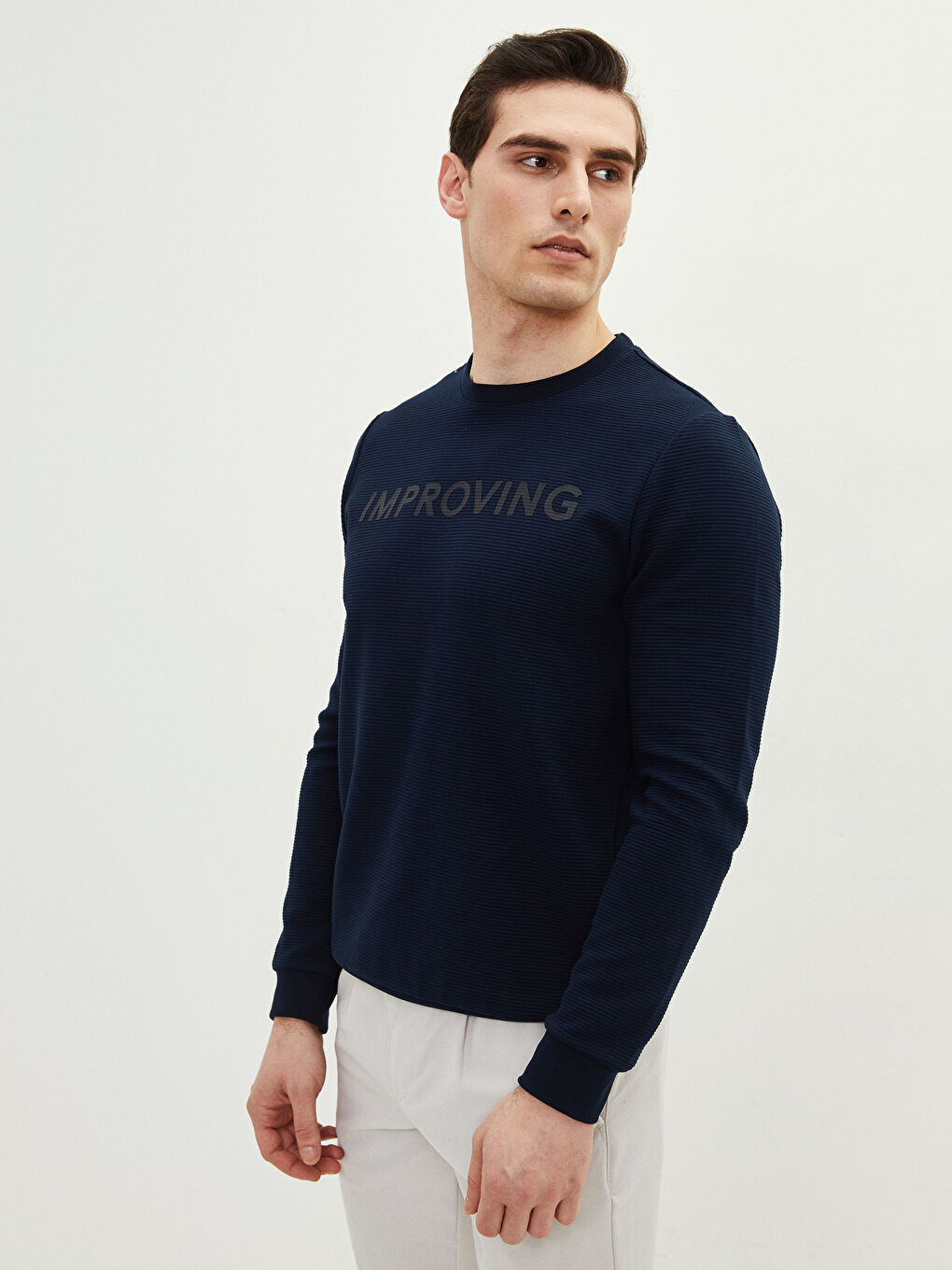 Crew Neck Long Sleeve Printed Men's Sweatshirt -W1MB94Z8-RFH - W1MB94Z8 ...