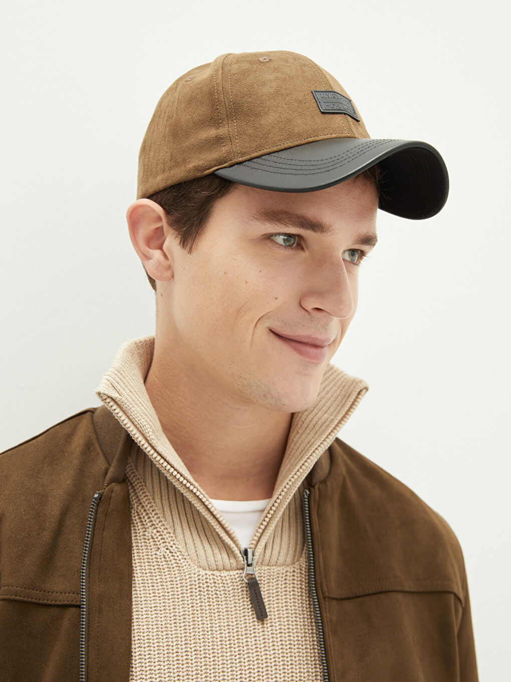Suede Look Label Printed Men's Cap Hat -S20636Z8-CRR
