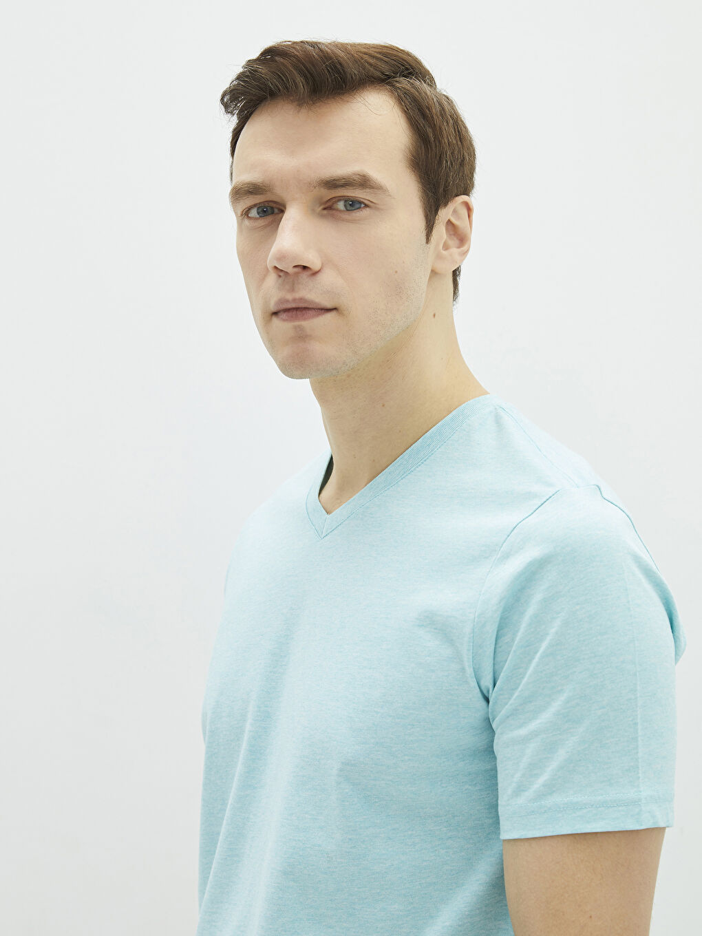 V Neck Short Sleeve Combed Cotton Men's T-shirt -S20839Z8-DWY ...