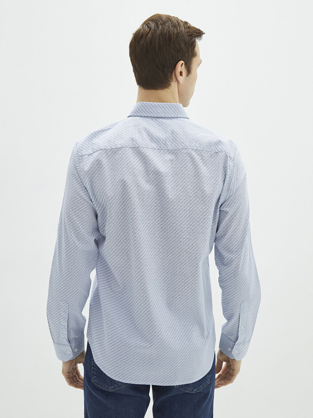 Slim Fit Long Sleeve Oxford Men's Shirt -S21097Z8-MRN - S21097Z8-MRN ...