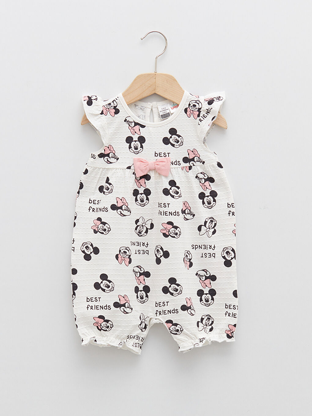 Crew Neck Minnie Mouse Printed Cotton Baby Girl Jumpsuit S21277Z1LRA