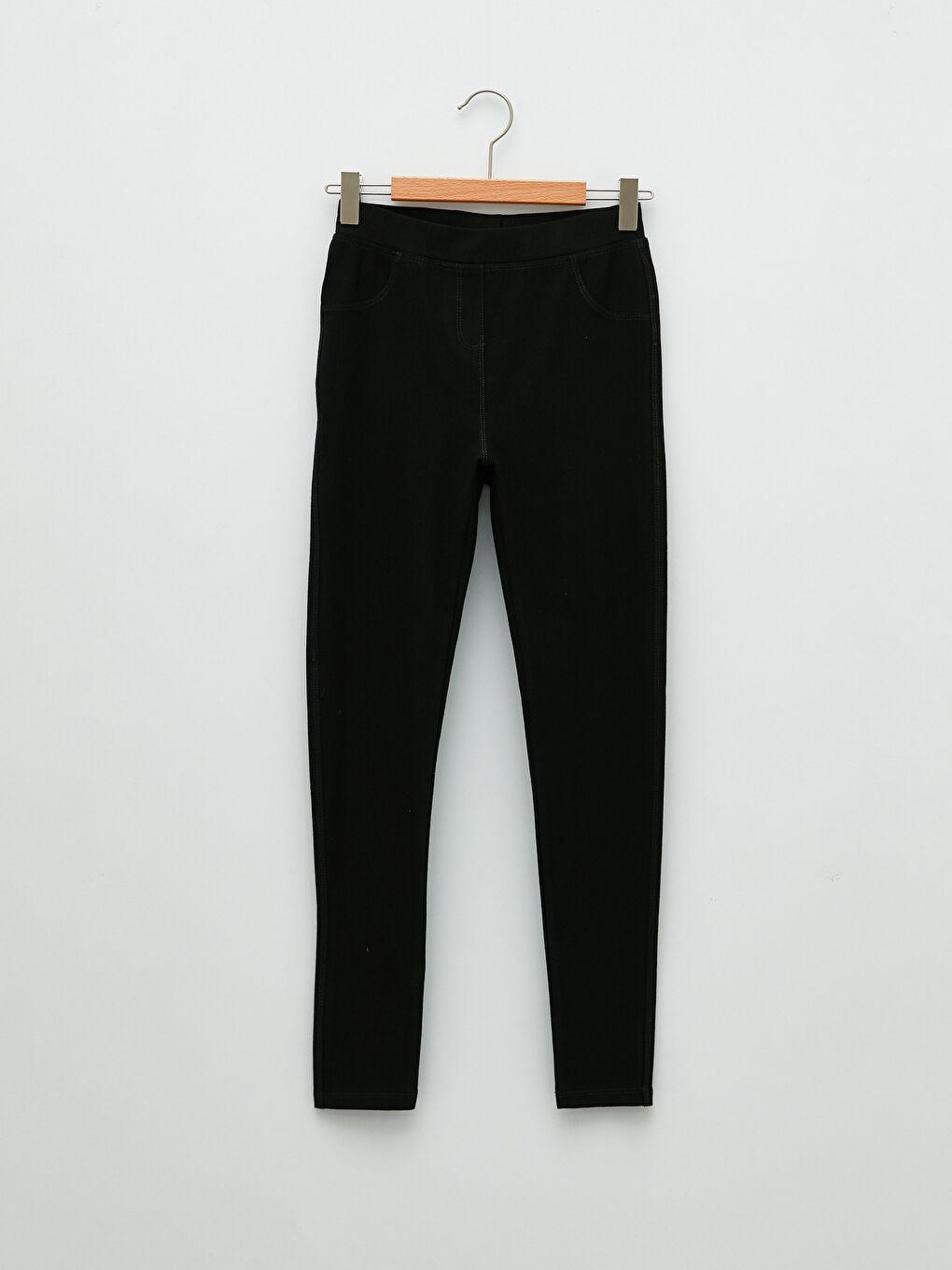 Buy LC Waikiki Elastic Waist Plain Cotton Leggings In Black