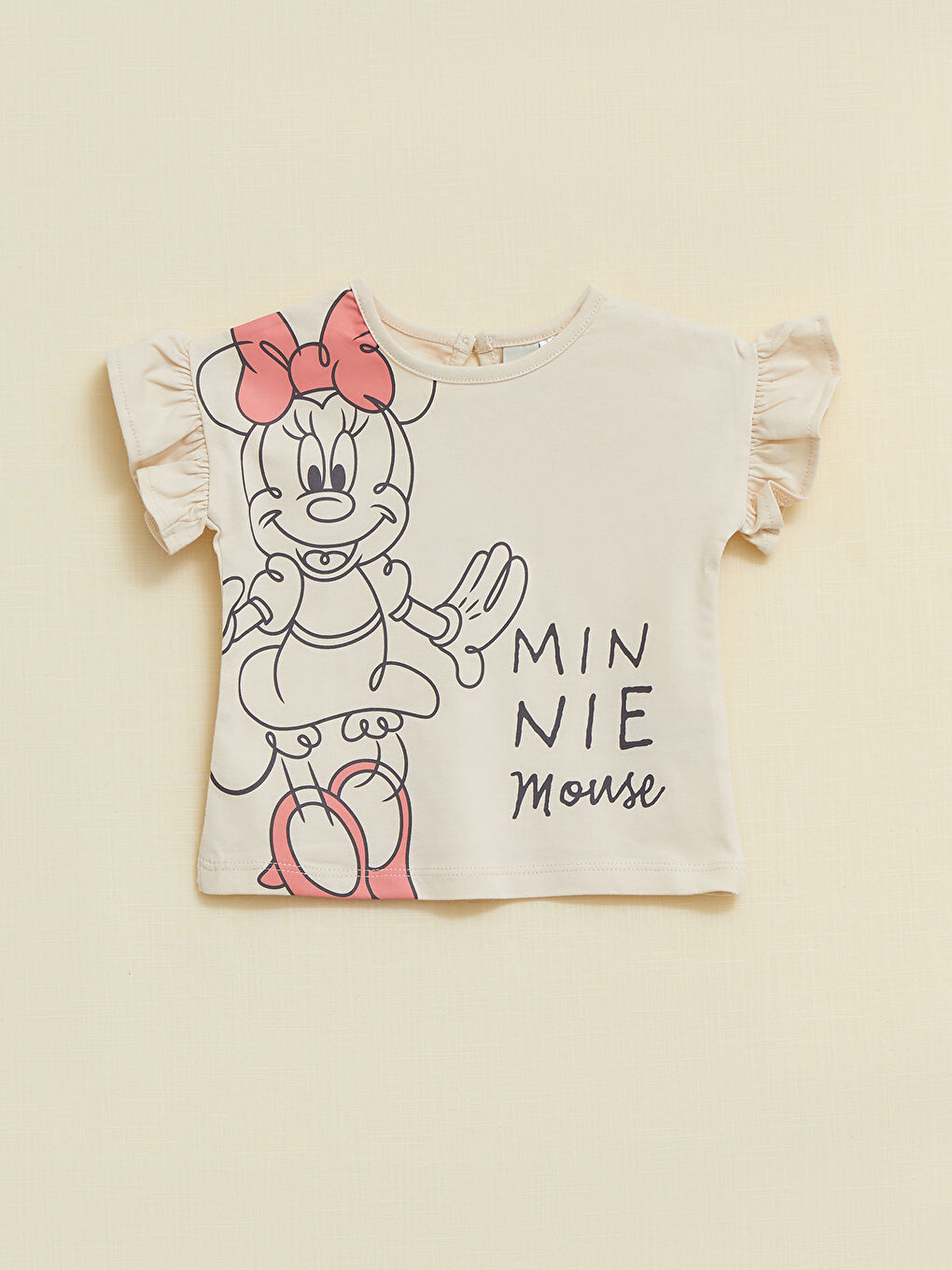 Crew Neck Short Sleeved Minnie Mouse Printed Baby Girl TShirt and