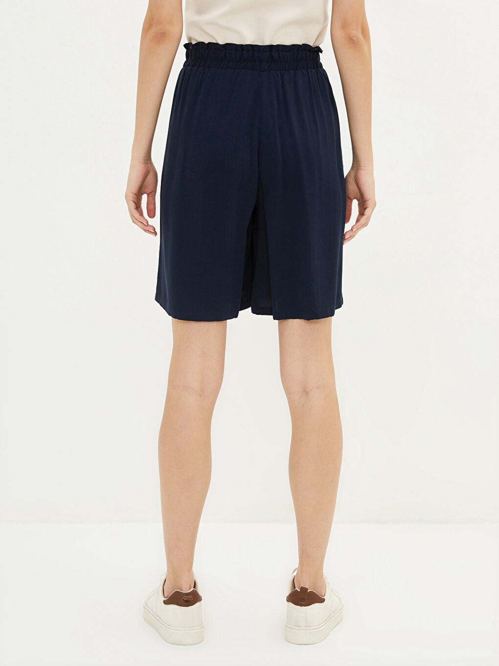 Elastic Waist Straight Viscose Women's Shorts S27555Z8E1J S27555Z8