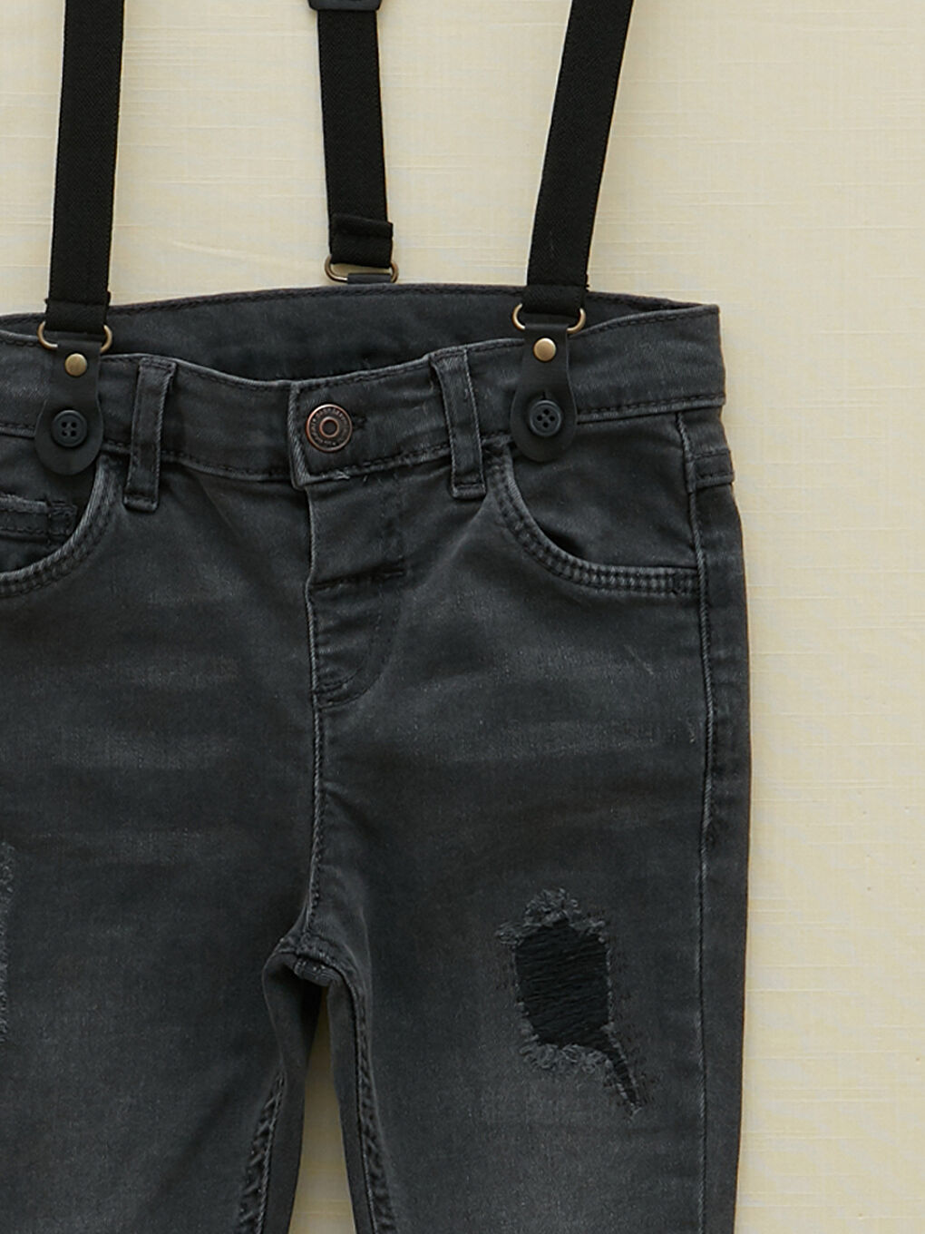 Skinny Fit Basic Baby Boy Jeans and Suspenders 2Pack Set S28064Z1GRD