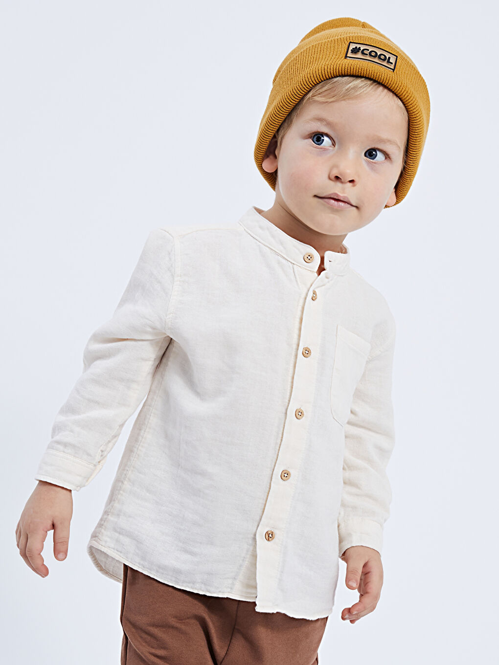 Grandad Collar Long Sleeve Basic Baby Boy Shirt S28457Z1FEM