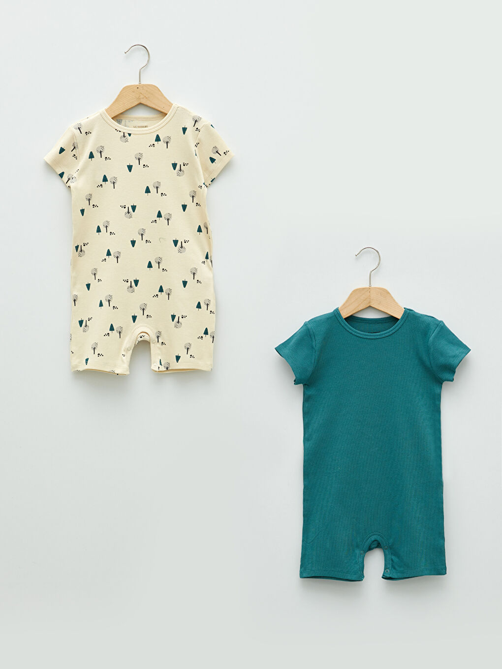 Crew Neck Short Sleeve Printed Baby Boy Rompers 2 Pack S29085Z1LQA S29085Z1LQA LC Waikiki