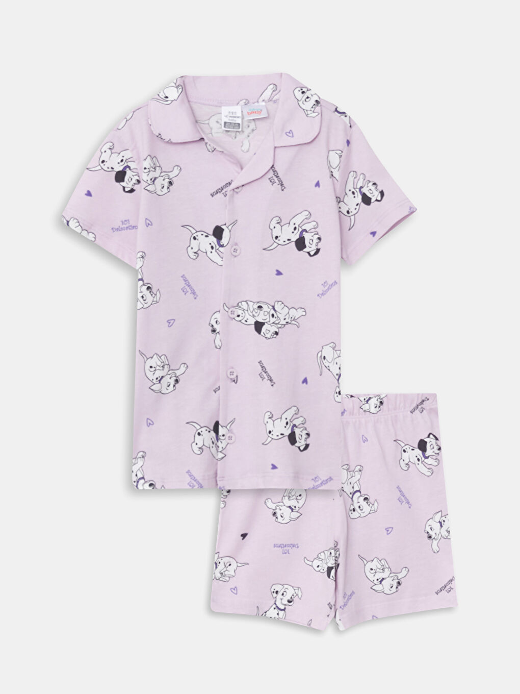 Polo Collar Short Sleeve 101 Dalmatians Baby Girl Pajamas Set