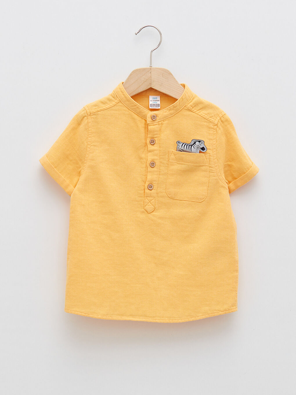 Grandad Collar Short Sleeve Cotton Baby Boy Shirt S2CM80Z1FYY S2CM80Z1FYY LC Waikiki