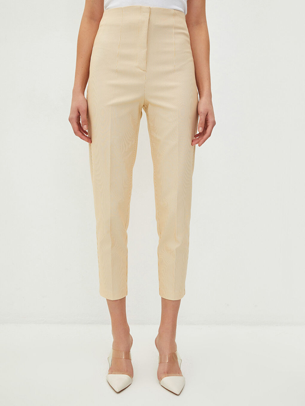 High Waist Standard Fit Striped Pocket Detailed Women's