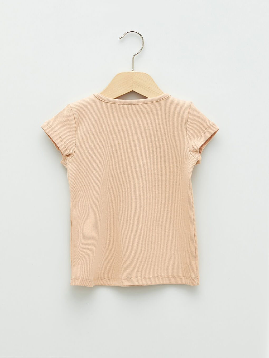 Crew Neck Scalloped Detailed Short Sleeve Cotton Baby Girl TShirt