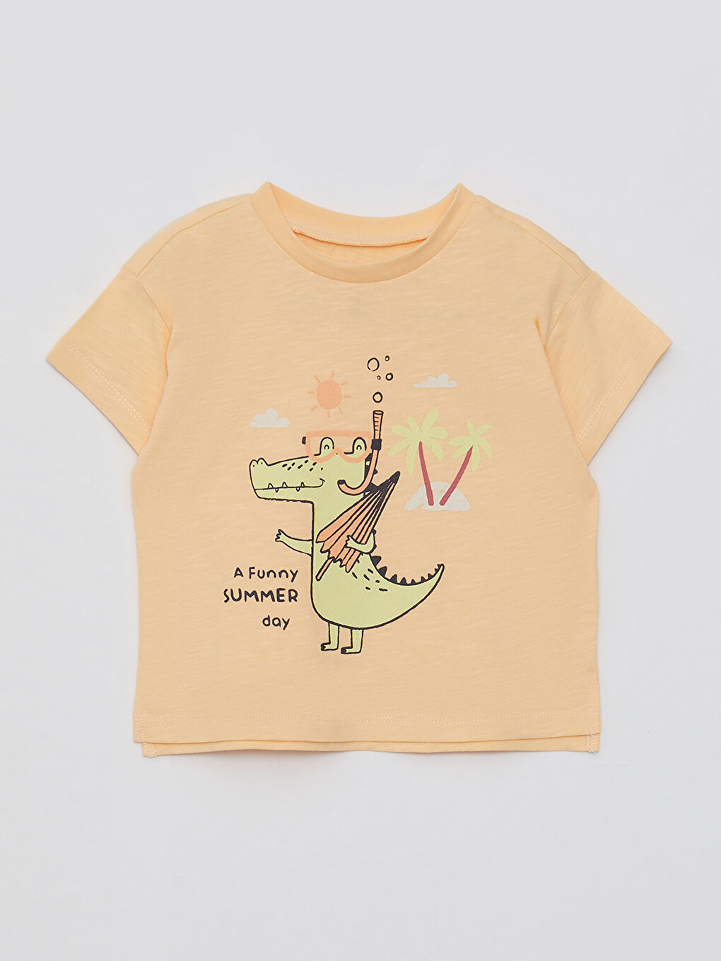 Crew Neck Short Sleeve Printed Cotton Baby Boy TShirt 2 Pieces