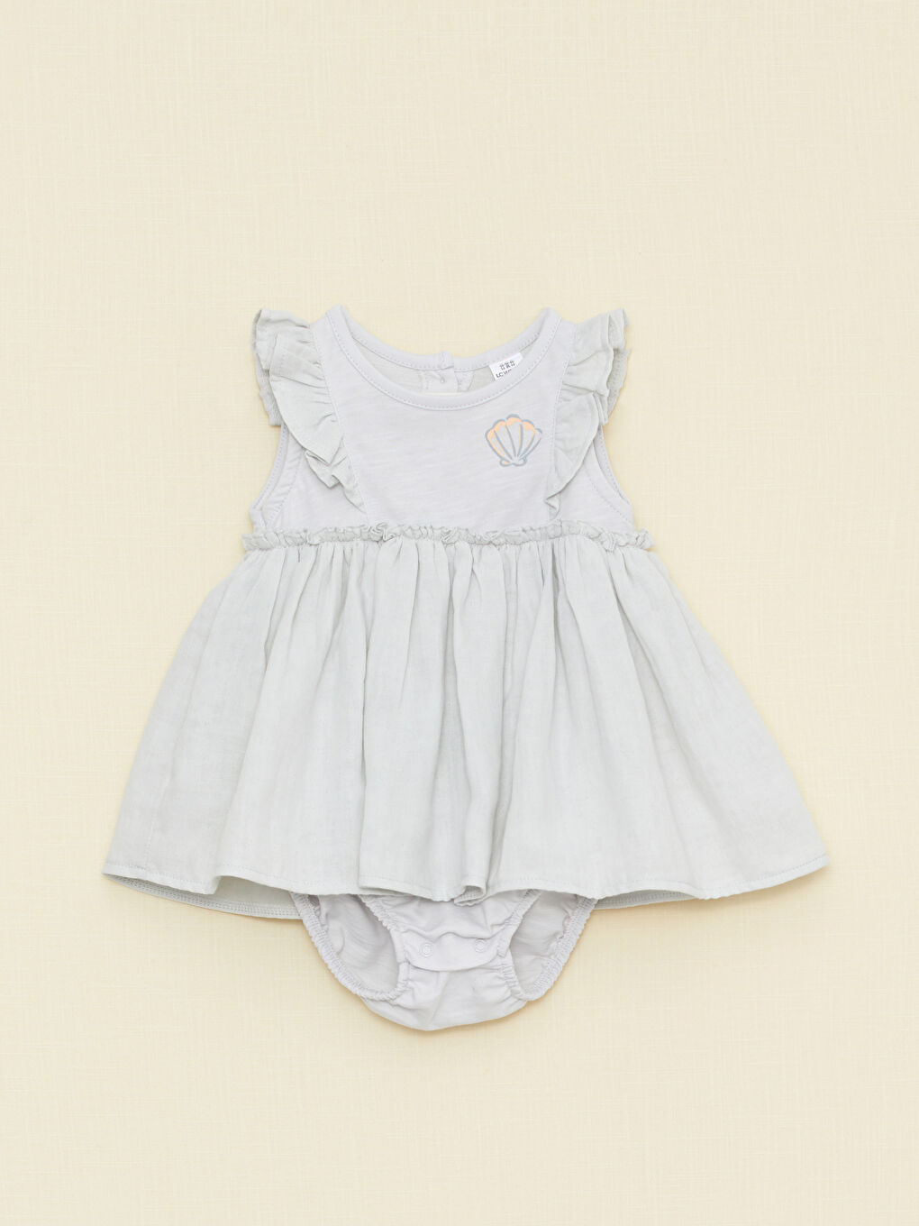 Crew Neck Printed Cotton Baby Girl Body with Snap Crotch S2FK94Z1SDU