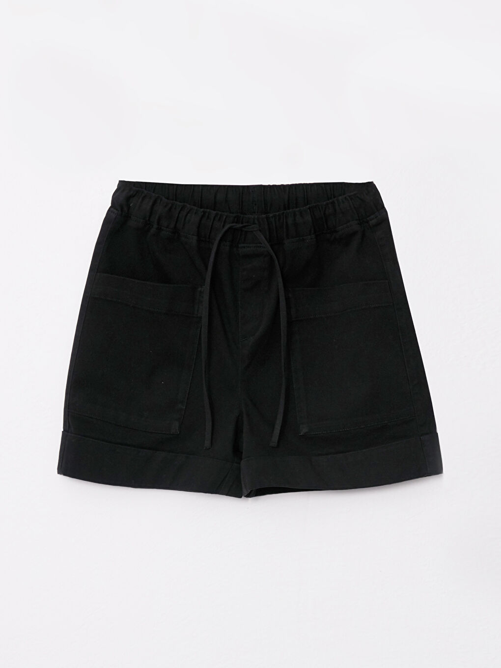 Elastic Waist Comfortable Fit Straight Gabardine Women's Shorts ...