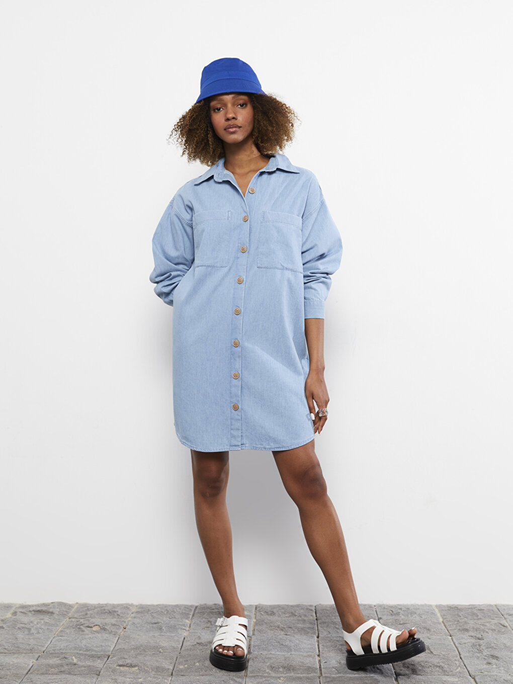 Buy Women Casual Denim Shirt Dresses Top Long Sleeve Button-Down Distressed Jean  Dress (Blue, XXL) at Amazon.in